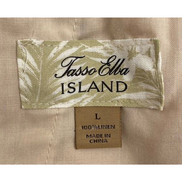 Tasso Elba Island Woman’s Cream 100% Linen Wide Leg Pants Size Large Drawstring - Picture 5 of 6